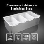 New Star Foodservice 48032 Stainless Steel Condiment Dispenser with 5 Compartments (No Ice Tray) - Image 8