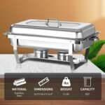 8 Qt 4 Pack Full Size Stainless Steel Chafing Dishes Buffet Set, Silver Rectangular Catering Chafer Warmer Set with Trays Pan Lid Folding Frame Stand for Kitchen Party Banquet Dining - Image 4