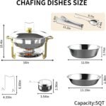 4-Pack 5QT Round Stainless Steel Chafing Dishes for Buffet with Elegant Gold Finish - Buffet Servers and Warmers, Food Warmers for Parties, Weddings, Catering - Includes Tongs and Spoons - Image 7
