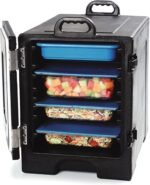 Carlisle FoodService Products Insulated Food Pan Carrier and Warmer, Front-Loading with Handles, Holds 5 Full or 10 Half 2.5" Pans (Sold Separately) with Rugged PE Shell and PU Insulation, Black