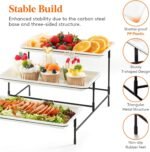 Lifewit Plastic 3 Tier Serving Tray for Party Supplies, 12" x 6.5" Crack-Proof Platters for Serving Food, White Reusable Trays with Black Metal Display Stand for Veggie, Fruit, Cookies, Dessert - Image 8