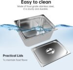 Valgus Commercial Stainless Steel 4 Sections Bain Marie Food Warmer 16 Qt Buffet Server with Lid and Tap for Home, Catering, Restaurants - Image 4