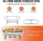 VEVOR Chafing Dish Buffet Set, 8 Qt 4 Pack, Stainless Chafer w/ 4 Full Size Pans, Rectangle Catering Warmer Server w/Lid Water Pan Folding Stand Fuel Tray Holder Spoon Clip, at Least 8 People Each - Image 5