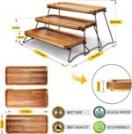 Manspdier 3 Tier Cupcake Stand & Towers Serving Tray for Party, Acacia Wooden Dessert Table Display Set, Decorative Tiered Decor Small Chees Charcuterie Boards Rustic Wood Platters Trays, (A010) - Image 3