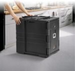 VEVOR Insulated Food Pan Carrier, 95 Qt Hot Box for Catering, LLDPE Food Box Carrier w/Double Buckles, Front Loading Food Warmer w/Handles, Stackable End Loader for Restaurant, Canteen, etc. Black - Image 8