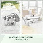 Chafing Dish Buffet Set 4 Pack, 8 QT Rectangle & 5QT Round Stainless Steel Chafer for Catering, Chafers and Buffet Warmer Sets w/Food & Water Pan, Lid, Fuel Holder for Event Party Holiday - Image 6