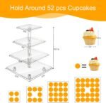 YestBuy 4 Tier Cupcake Stand Acrylic Tower Display with LED Light Premium Holder Dessert Tree Tower for Birthday Cady Bar Décor Weddings, Parties Events (Yellow Light) - Image 5
