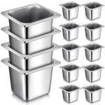 Rtteri 16 Pcs 1/6 Pan 6 Inch Deep Metal Hotel Steam Table Pan Stainless Steel Restaurant Food Prep Tray Buffet Container with 2 Tong and 4 Spoon for Catering Commercial Kitchen Equipment