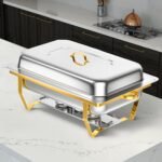Chafing Dishes, 8 Qt High Grade Buffet Set, Full Size Pan, Rolled-Edge Design Food Warmers for Parties, Wedding, Birthday, Camping 4 Pack (Half Gold) - Image 6