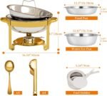 4 Pack Gold Round Chafing Dishes for Buffet, 5 QT Food Warmers and Cold Food Server for Parties, Events Hosting, Family Gatherings, Full Set Catering Supplies with Serving Utensils Accessories - Image 4
