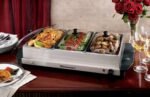 Elite Gourmet EWM-6171 Triple 3 x 2.5 Qt. Trays, Buffet Server, Food Warmer Temperature Control, Clear Slotted Lids, Perfect for Parties, Entertaining & Holidays, 7.5 Qt Total, Stainless Steel - Image 6