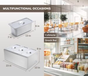 SYBO Commercial Grade Stainless Steel Bain Marie Buffet Food Warmer Steam Table for Catering and Restaurants, Good for Parties Buffet Servers and Warmers, 3 Sections with Tap, Sliver - Image 4