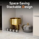 Chafing Dishes for Buffet, 4 Pack 5QT Round Stainless Steel Chafing Dish Set for Home Parties, Christmas Gatherings, Catering Events Complete Buffet Warmer Set (Golden 4) - Image 5