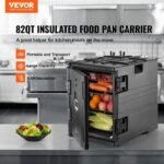 VEVOR Insulated Food Pan Carrier, 95 Qt Hot Box for Catering, LLDPE Food Box Carrier w/Double Buckles, Front Loading Food Warmer w/Handles, Stackable End Loader for Restaurant, Canteen, etc. Black - Image 2