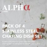 4 Pack Chafing Dish Full Set – Stainless Steel Catering Chafer with Lids, Pans & Fuel Holders – Buffet Food Warmers for Parties, Events & Weddings – Alpine Gray Handles - Image 2