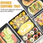 Shellwei 10 Pack Extra Large Divided Catering Trays with Lids 15 x 10 Inch Charcuterie Board with Lid Reusable Plastic Tiramisu Catering Trays Serving Platter for Travel Picnic Party (Black) - Image 5