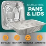 Aluminum Pans With Lids 9x13 [10 Sets] Aluminum Foil Pans Trays With Lids - Half Size Tin Foil Disposable Pans For Baking, Roasting, Cake Serving Dishes, Catering Supplies, Steam Table Chafing - Image 3