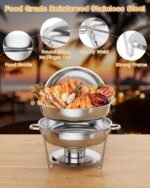 Chafing Dish Buffet Set 2 Pack, 5QT Round Stainless Steel Chafer and Food Warmers with Food & Water Pan, Lid, Frame, Fuel Holder for Catering, Parties, Events, Wedding, Camping, Dinner - Image 3