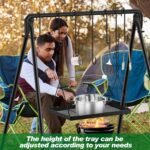 Campfire Swing Grill Stand Adjustable Grill Cooking Stand Hanging Rack with 8 Hooks and Accessories Campfire Cooking Equipment for BBQ Picnic Outdoor Party(Normal Tray) - Image 5