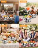 Chafing Dish Buffet Set 2 Pack, 5QT Round Stainless Steel Chafer and Food Warmers with Food & Water Pan, Lid, Frame, Fuel Holder for Catering, Parties, Events, Wedding, Camping, Dinner - Image 8