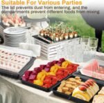 Shellwei 10 Pack Extra Large Divided Catering Trays with Lids 15 x 10 Inch Charcuterie Board with Lid Reusable Plastic Tiramisu Catering Trays Serving Platter for Travel Picnic Party (Black) - Image 6