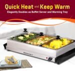 Elite Gourmet EWM-6171 Triple 3 x 2.5 Qt. Trays, Buffet Server, Food Warmer Temperature Control, Clear Slotted Lids, Perfect for Parties, Entertaining & Holidays, 7.5 Qt Total, Stainless Steel - Image 5