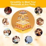 YestBuy 4 Tier Cupcake Stand Acrylic Tower Display with LED Light Premium Holder Dessert Tree Tower for Birthday Cady Bar Décor Weddings, Parties Events (Yellow Light) - Image 3