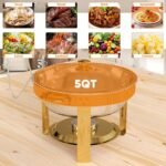 4 Pack Gold Round Chafing Dishes for Buffet, 5 QT Food Warmers and Cold Food Server for Parties, Events Hosting, Family Gatherings, Full Set Catering Supplies with Serving Utensils Accessories - Image 2