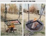 REDCAMP Grill Swing Campfire Grill Stand with Iron Grill Grate, Collapsible Campfire Cooking Rack w/6 Hooks,Portable Cookware Hanging Rack Outdoor Camping Bonfire for Cookware & Dutch Oven,Rectangle - Image 6