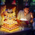 YestBuy 4 Tier Cupcake Stand Acrylic Tower Display with LED Light Premium Holder Dessert Tree Tower for Birthday Cady Bar Décor Weddings, Parties Events (Yellow Light) - Image 2