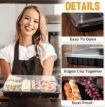 Shellwei 10 Pack Extra Large Divided Catering Trays with Lids 15 x 10 Inch Charcuterie Board with Lid Reusable Plastic Tiramisu Catering Trays Serving Platter for Travel Picnic Party (Black) - Image 3