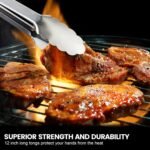Chengu 12 Pack Stainless Steel Kitchen Tongs 7/9/12 Inches Food Serving Clip Kitchen Cooking Tongs High Heat Resistant Clips for Cooking Non Stick Locking Grill Salad (Black) - Image 4