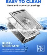 WantJoin Steam Table Hotel Pans with Lid 1/2 Half Size 6 Inch Deep 3 Pack, Stainless Steel Metal Tray Sets Food Storage Container, Restaurant Chafing Dishes Commercial Buffet Warmer Catering Supplies - Image 5